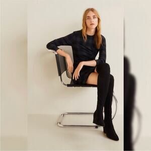 MNG by Mango black velvet over the knee heeled boots size 7.5 / 38